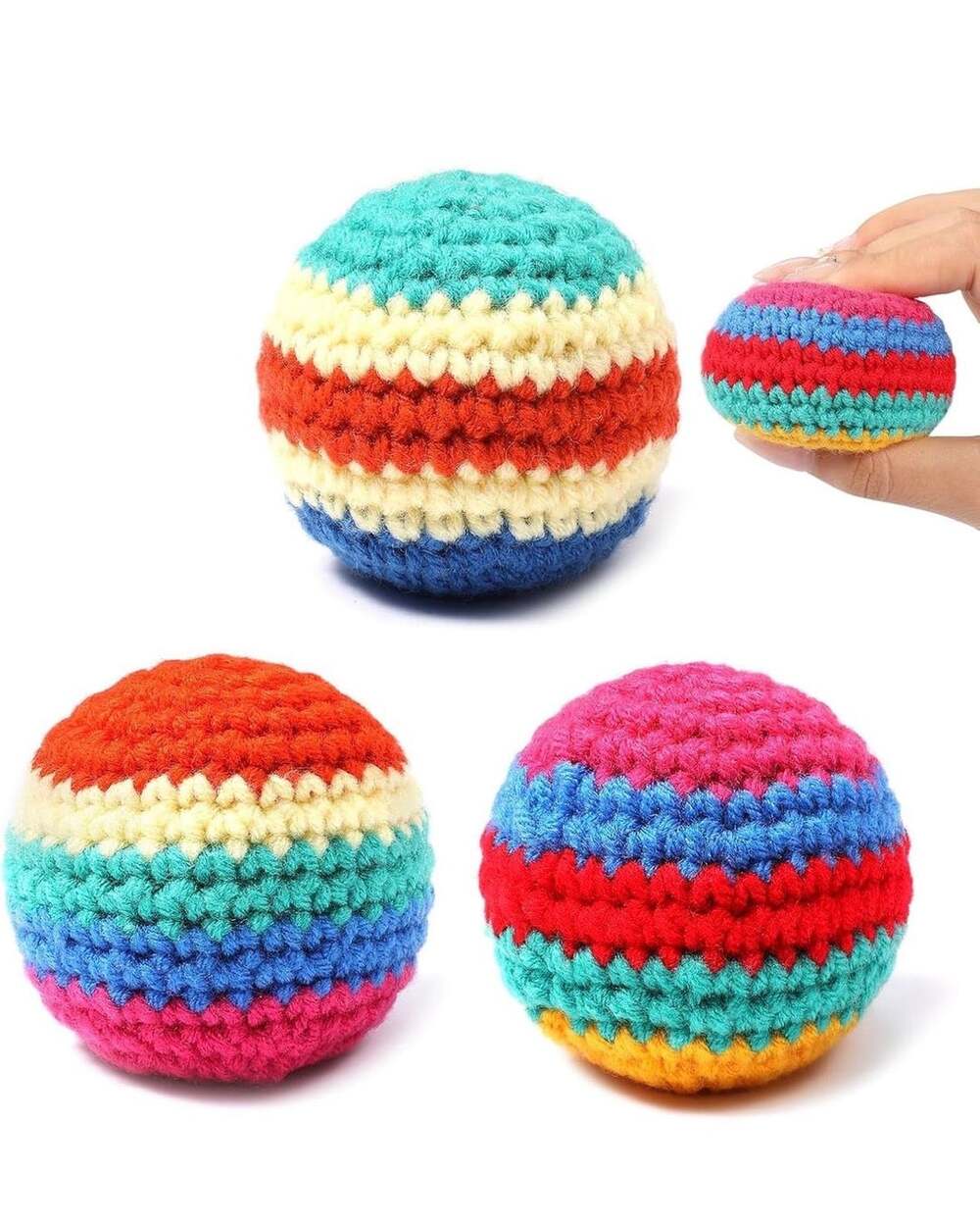 Handmade Crochet Hacky Sack Juggling Ball Multicolored